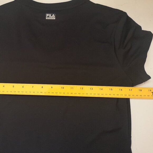 Fila Ladies Size Medium Black V-neck Short Sleeve Fitted Athletic Top - Picture 4 of 4
